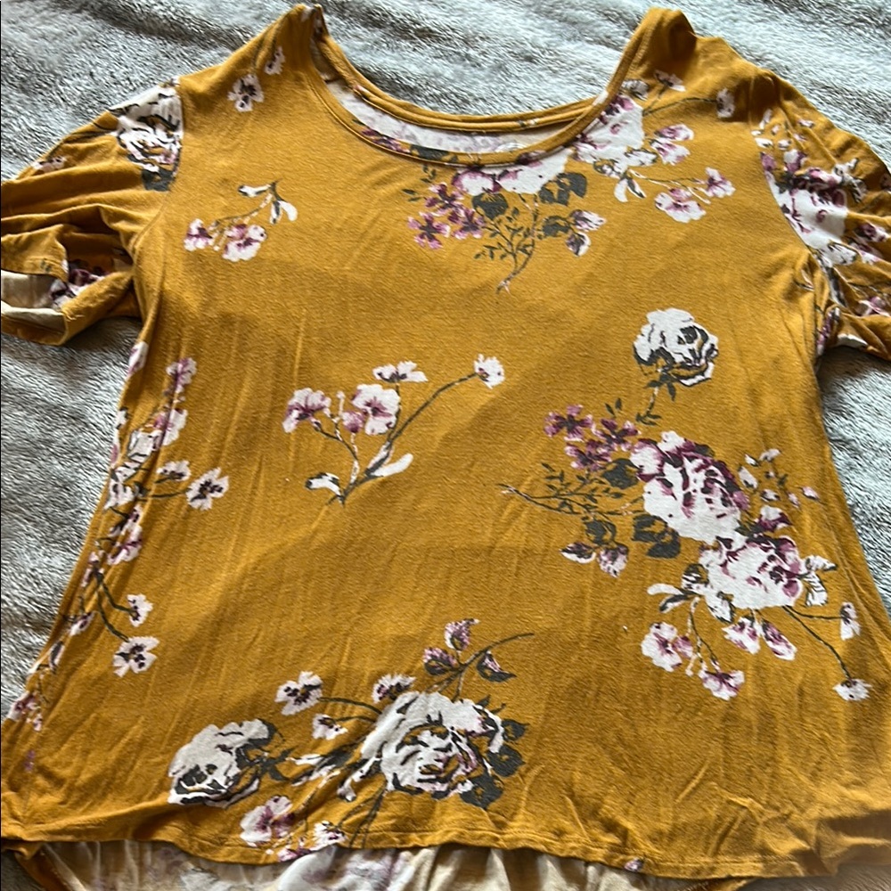 Floral Mustard Women's Top